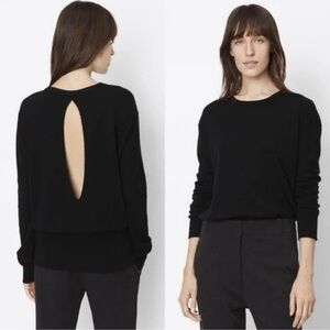Vince | S | cashmere Black Split Back Cashmere Long Sleeve Crewneck Sweater